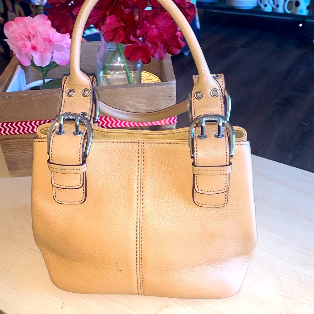 Tignanello beige tan 💯 genuine leather bag/purse. EUC perfect